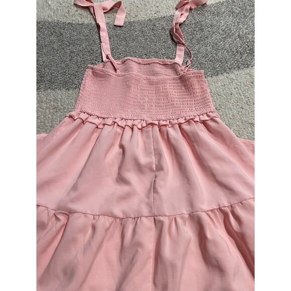 Francesca's Mi Ami Tiered Tank Maxi Dress Womens Size Small Shirred Ruched Pink - Picture 9 of 9